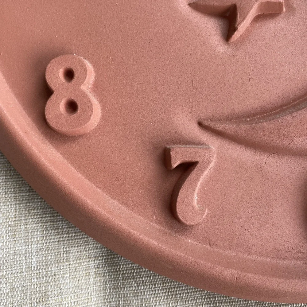 OPUS Terracotta Celestial Southwest Moon Face Shooting Star Planet Wall Clock